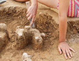 Archeologist working on site